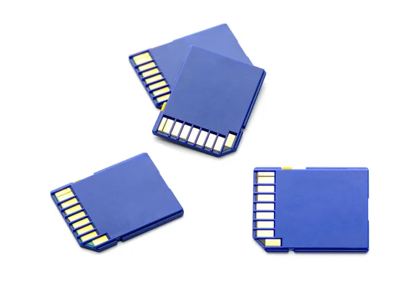 Four sd memory cards on white — Stock Photo, Image