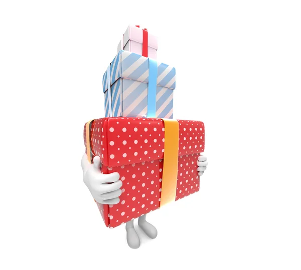 Person carries  hard box-gifts — Stock Photo, Image