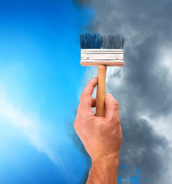 Hand painting with brush — Stock Photo, Image