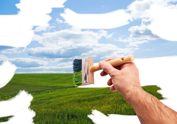 Painting the weather with brush — Stock Photo, Image