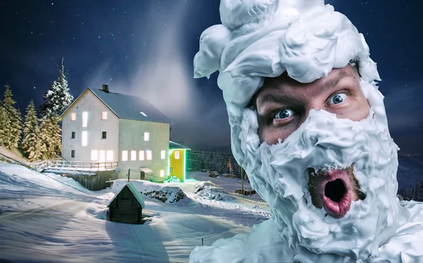 Man with shaving foam on his head — Stock Photo, Image