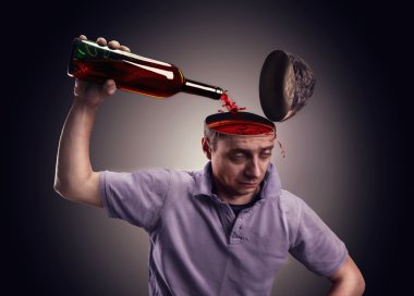 Man pours alcohol clipart