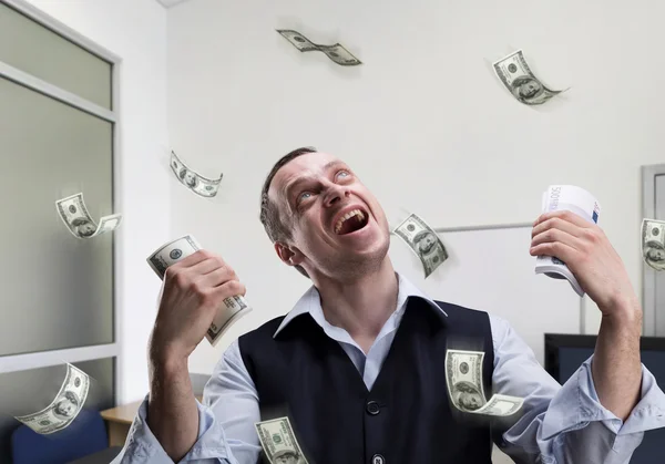 Happy businessman with money — Stock Photo, Image