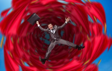 Businessman falls into abyss clipart