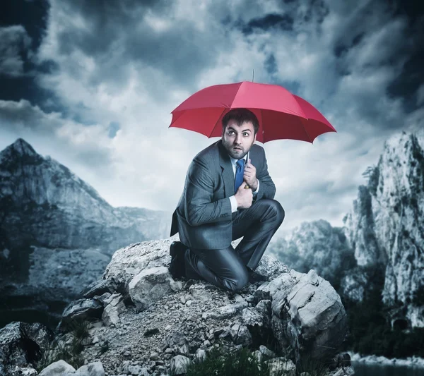 Lonely scared businessman — Stock Photo, Image