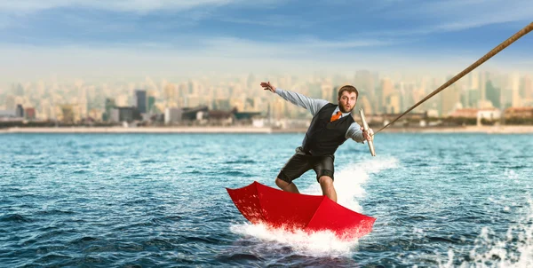 Surf de empresário bem sucedido — Fotografia de Stock