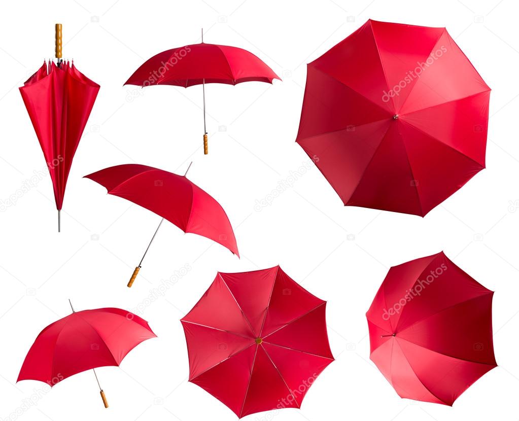 Red umbrellas set