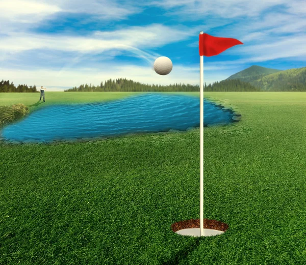 Golf oynarken işadamı — Stok fotoğraf