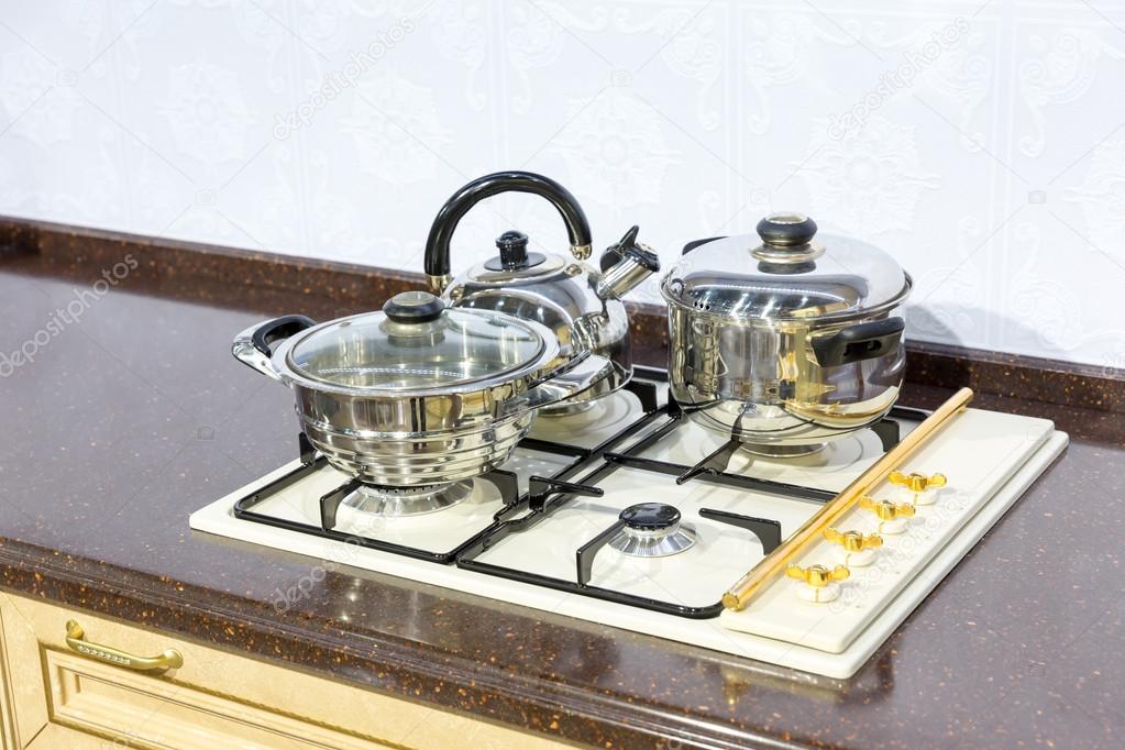 Saucepans on the stove