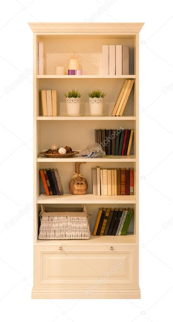 Wooden cupboard with books