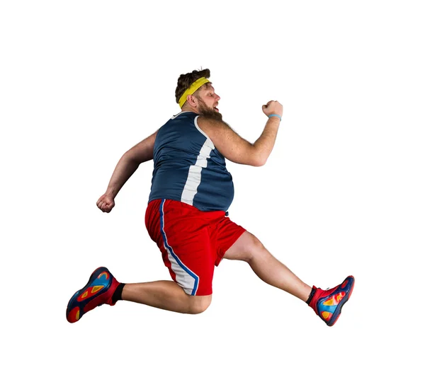 Fat sportsman running — Stock Photo, Image