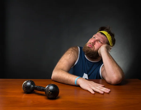 Dromen man met dumbbell — Stockfoto