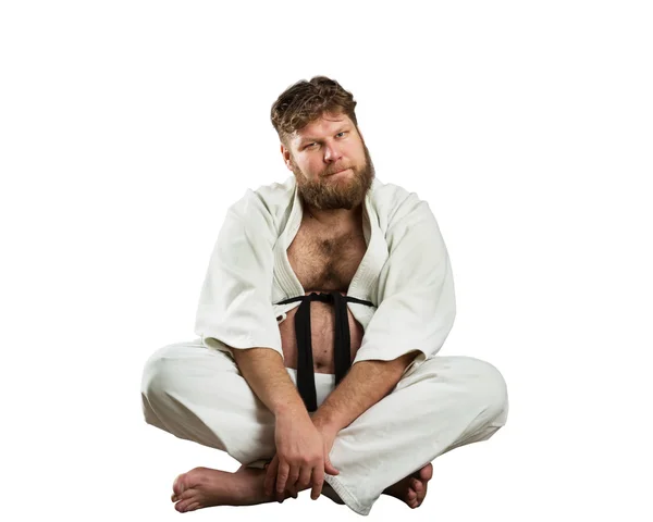 Fat karate fighter — Stock Photo, Image