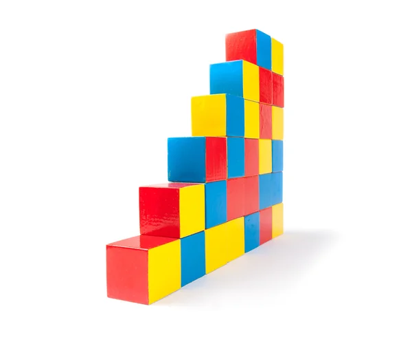 Building stairs of toy cubes — Stock Photo, Image