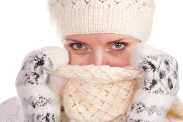 Woman wearing warm hat — Stock Photo, Image