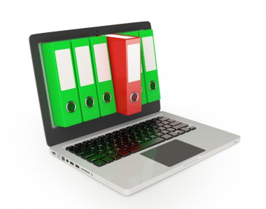 klasörleri ile modern dizüstü bilgisayar