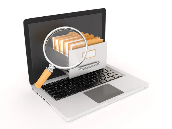 Modern laptop with folders — Stock Photo, Image