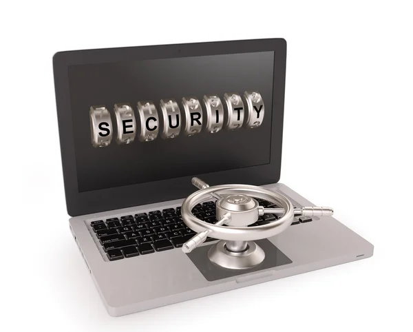 Modern laptop with security system — Stock Photo, Image