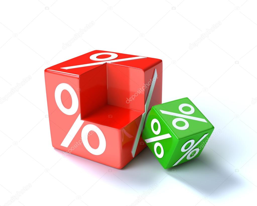 Red percent cube with green