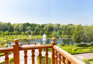 green park with lake from the balcony
