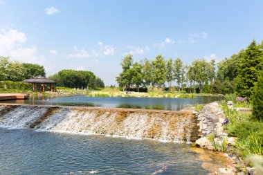 Beautiful lake with waterfall
