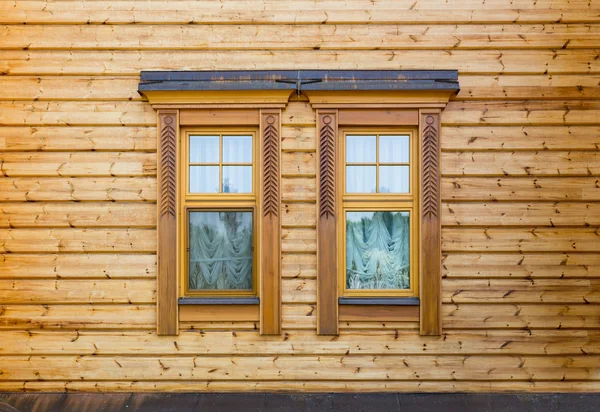 Windows of the wooden house — Stok fotoğraf