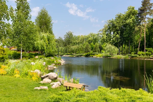 Piękne jezioro w lato park — Zdjęcie stockowe