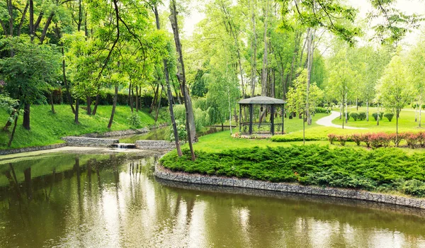Река в зеленом парке — стоковое фото