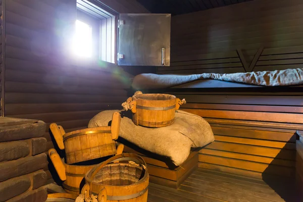 Klassieke houten badhuis kamer — Stockfoto