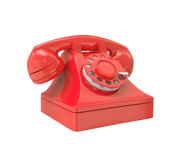Červený staromódní telefon — Stock fotografie