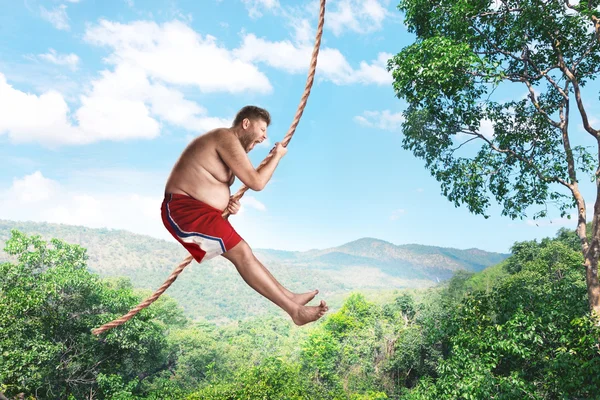 Selvagem gordo na corda — Fotografia de Stock