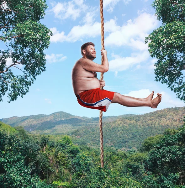 Feliz salvaje en la cuerda — Foto de Stock