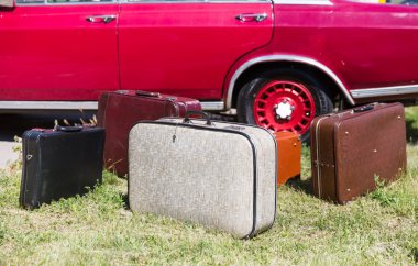 many old suitcases clipart