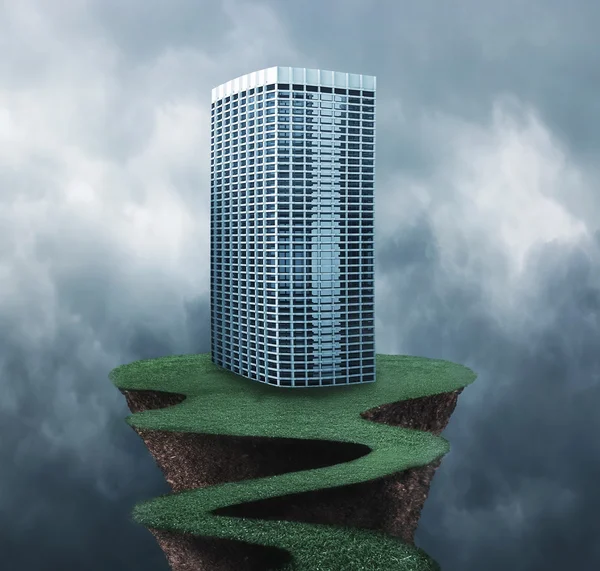 Building on the edge with grass — Stock Photo, Image