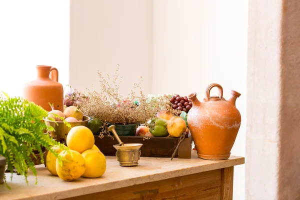 Fruits and vegetables on table — Stock Photo, Image