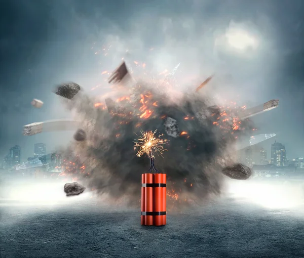 Explosion dangereuse de dynamite — Photo