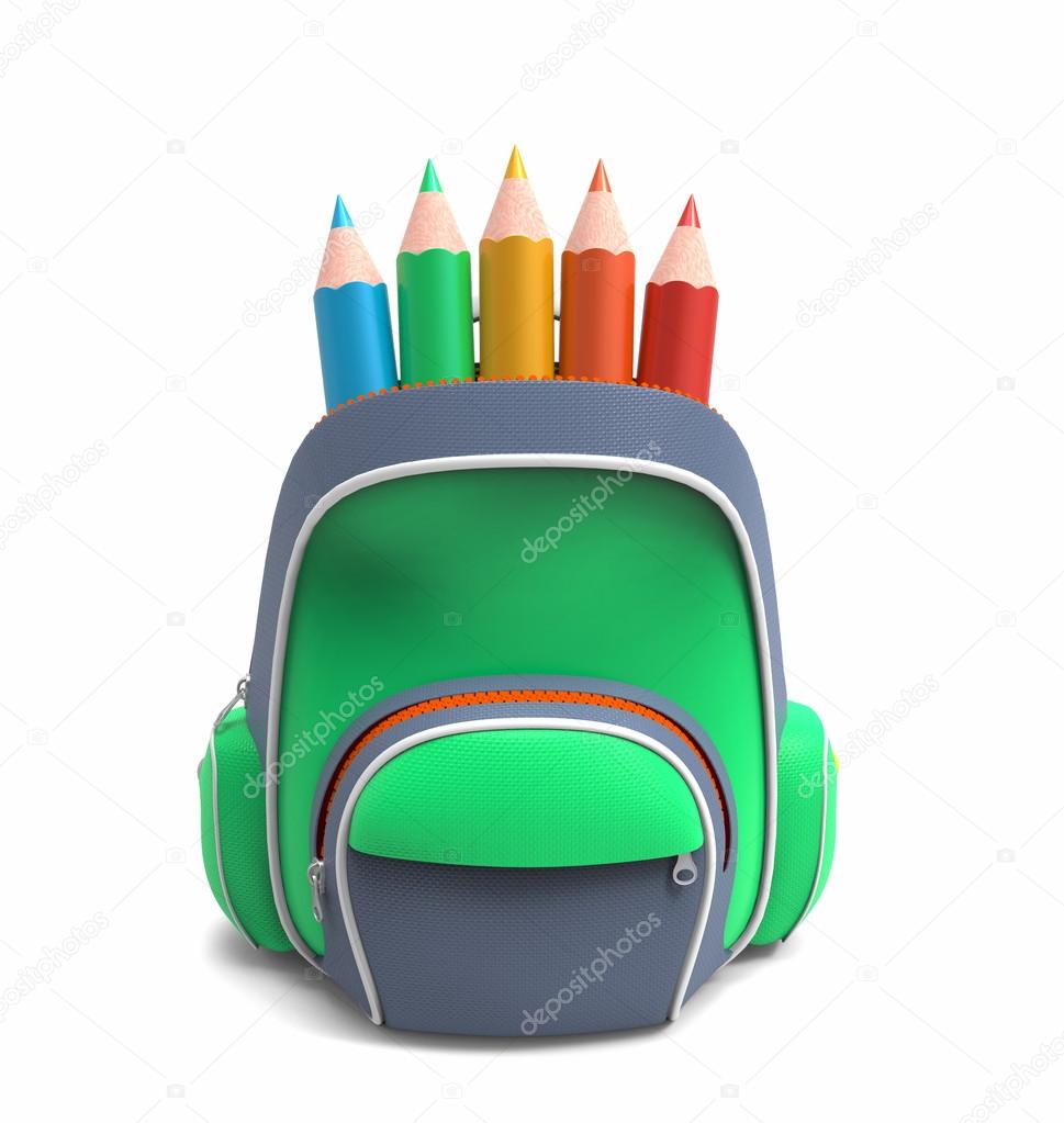 school backpack with pencils