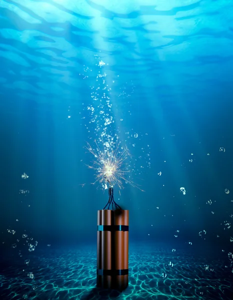 Dangerous dynamite under water — Stock Photo, Image