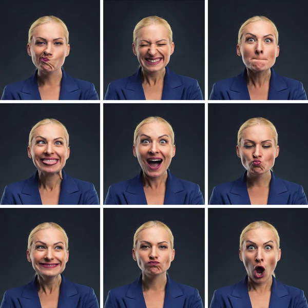 Vrouw expressies maken — Stockfoto