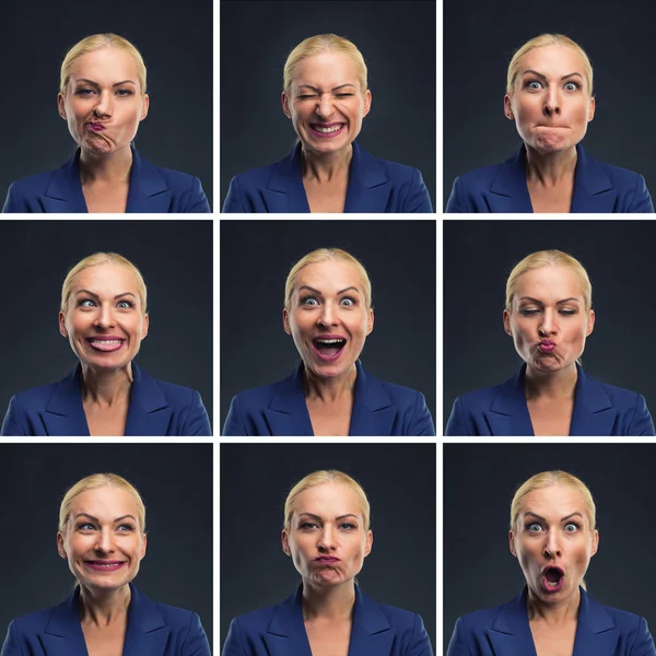 Mujer haciendo expresiones — Foto de Stock