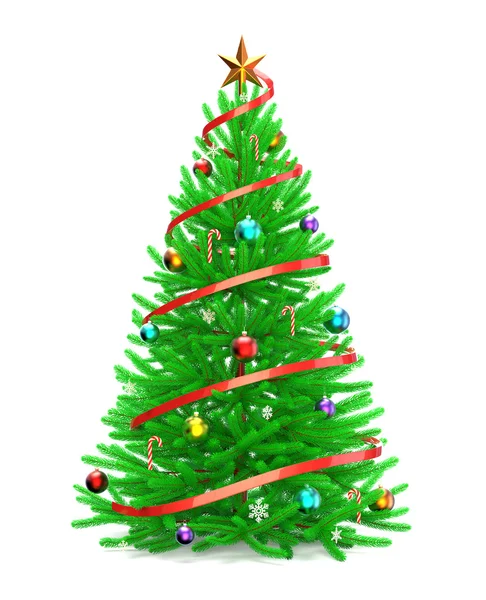 Χριστουγεννιάτικο δέντρο με πολύχρωμα παιχνίδια — Φωτογραφία Αρχείου