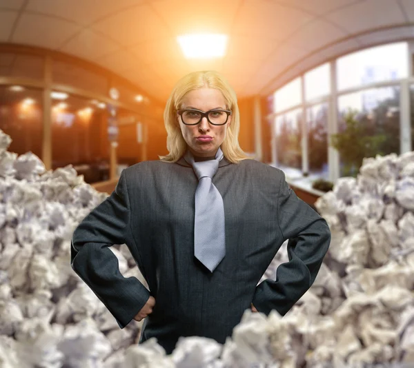 Funny serious businesswoman — Stock Photo, Image