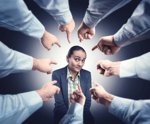 Businesswoman with male fingrers — Stock Photo, Image