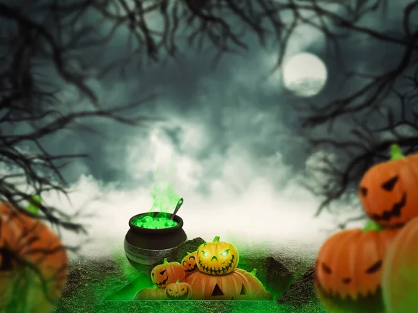 Abóboras de Halloween com veneno verde — Fotografia de Stock