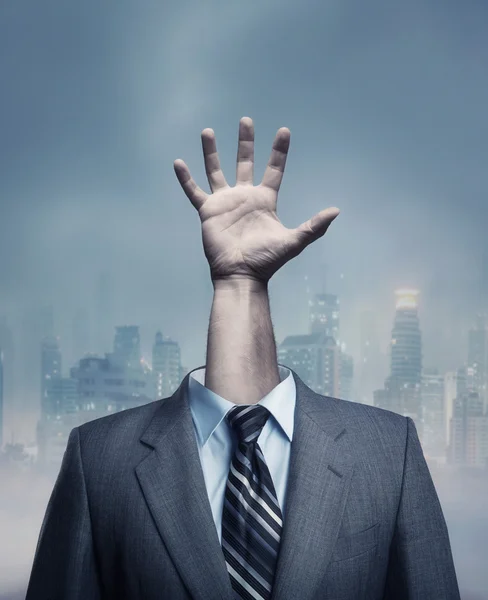 Geschäftsmann mit Hand statt Kopf — Stockfoto