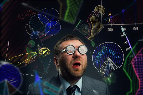 Surprised nerd businessman — Stock Photo, Image