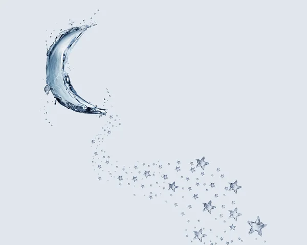 水月亮和星踪迹 — 图库照片