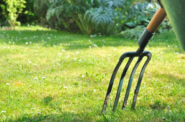 Spade op gras — Stockfoto