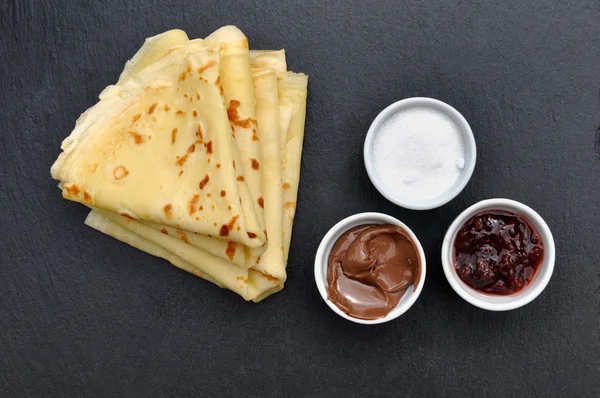 French pancakes with accompaniments — Stock Photo, Image