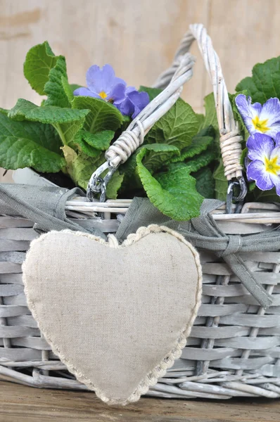 Corazón en una cesta de flores —  Fotos de Stock